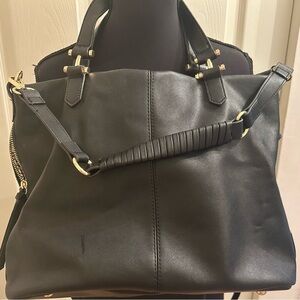 INC International Concepts Black Shoulder Bag with Gold Accents